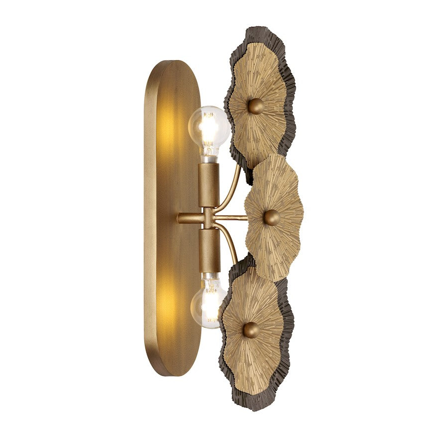 Savoy House Lincoln 2 Light Sconce, Distressed Gold and Bronze