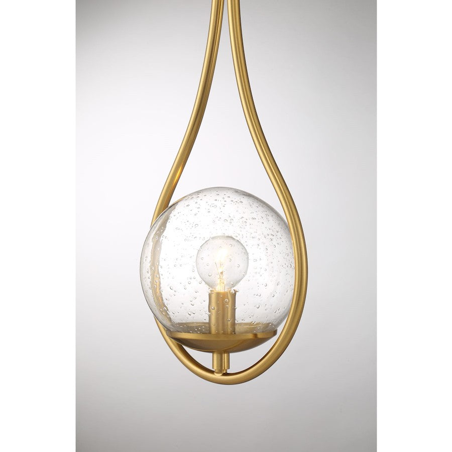 Encino 1 Light Sconce, Warm Brass/Clear Seeded Glass