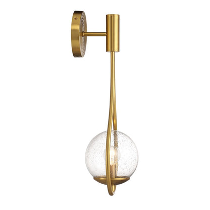 Encino 1 Light Sconce, Warm Brass/Clear Seeded Glass