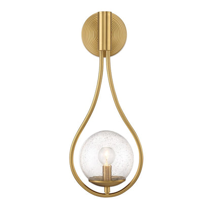 Encino 1 Light Sconce, Warm Brass/Clear Seeded Glass