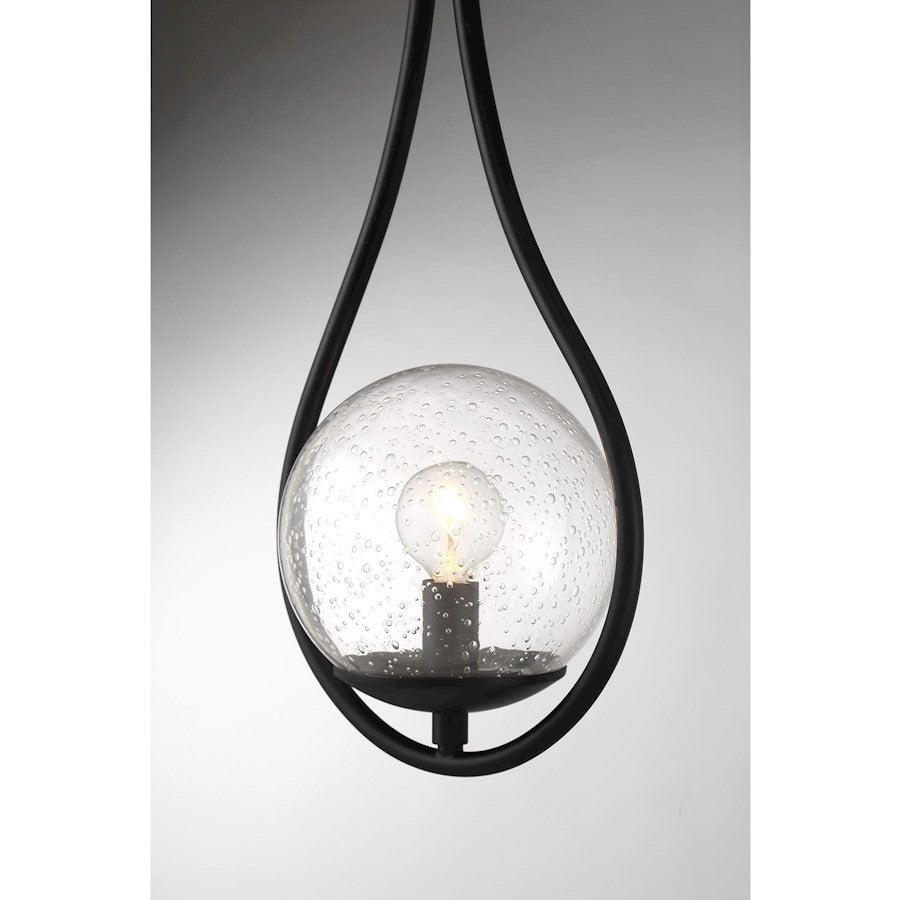 Encino 1 Light Sconce, Matte Black/Clear Seeded Glass