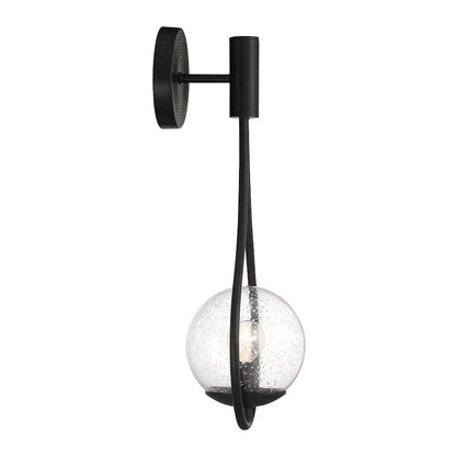 Encino 1 Light Sconce, Matte Black/Clear Seeded Glass