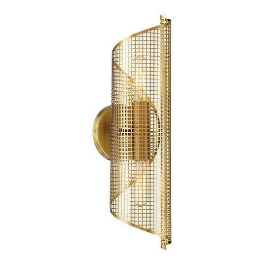Savoy Essentials Hillbourne 2 Light Sconce, Warm Brass/Perforated