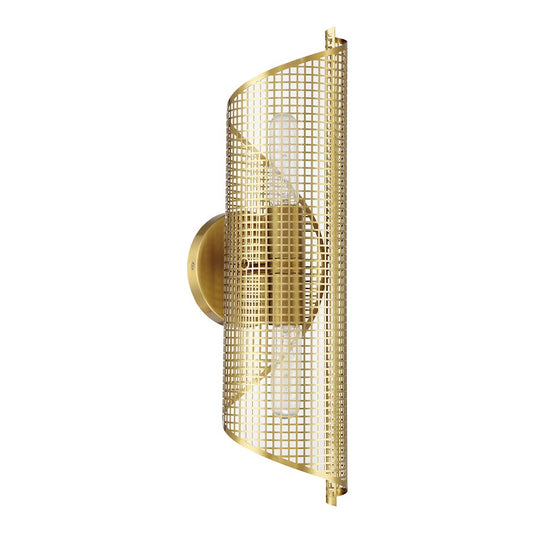 Savoy Essentials Hillbourne 2 Light Sconce, Warm Brass/Perforated