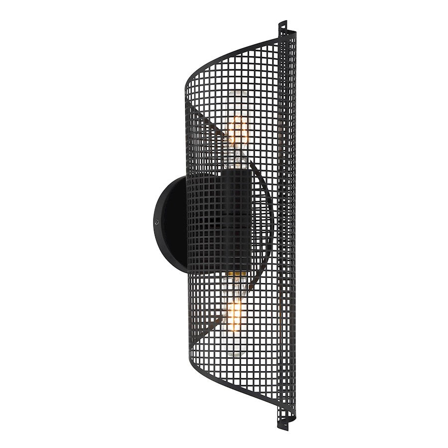 Savoy Essentials Hillbourne 2 Light Sconce, Matte Black/Perforated - 9-8030-2-89