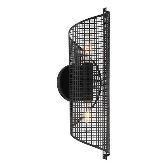 Savoy Essentials Hillbourne 2 Light Sconce, Matte Black/Perforated