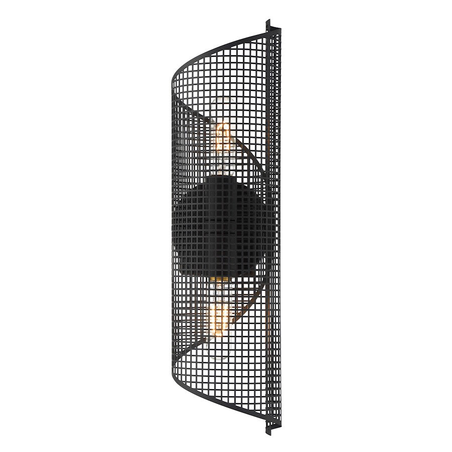 Savoy Essentials Hillbourne 2 Light Sconce, Matte Black/Perforated