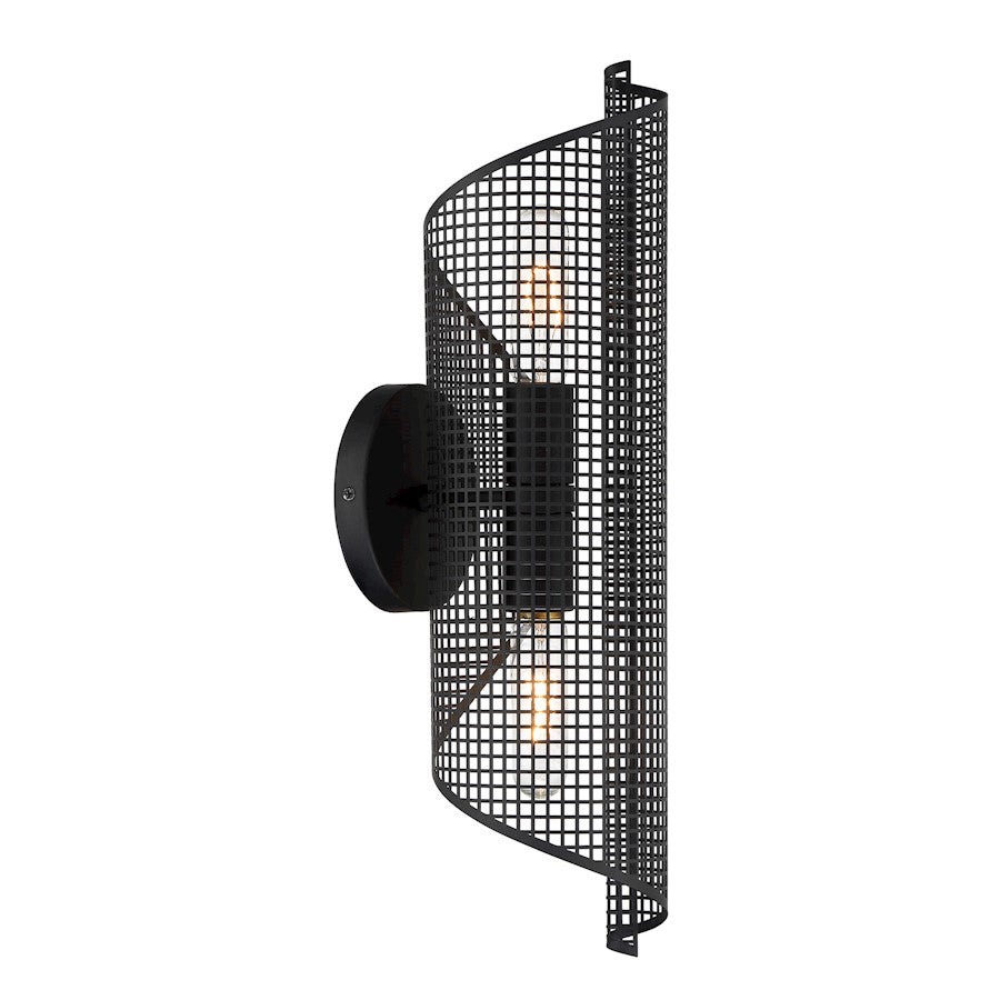 Savoy Essentials Hillbourne 2 Light Sconce, Matte Black/Perforated