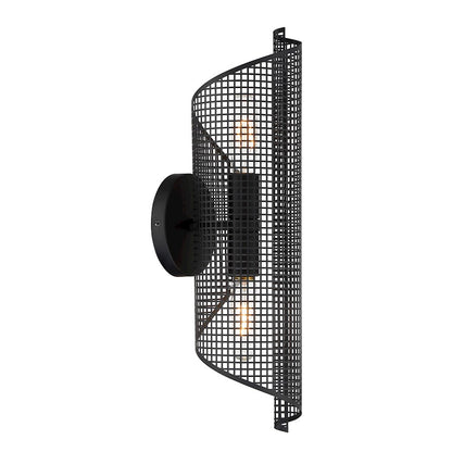 Savoy Essentials Hillbourne 2 Light Sconce, Matte Black/Perforated