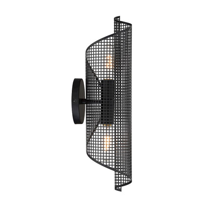 Savoy Essentials Hillbourne 2 Light Sconce, Matte Black/Perforated