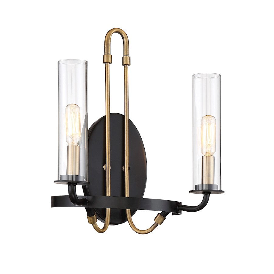 Savoy House Kearney 2-Light Wall Sconce, Vintage Black/Warm Brass - 9-8073-2-51