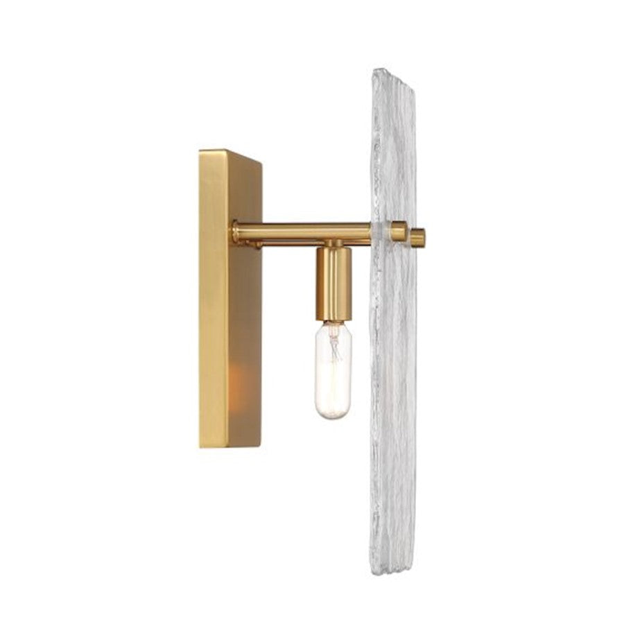 Genry 1 Light Sconce, Warm Brass/Handmade Water