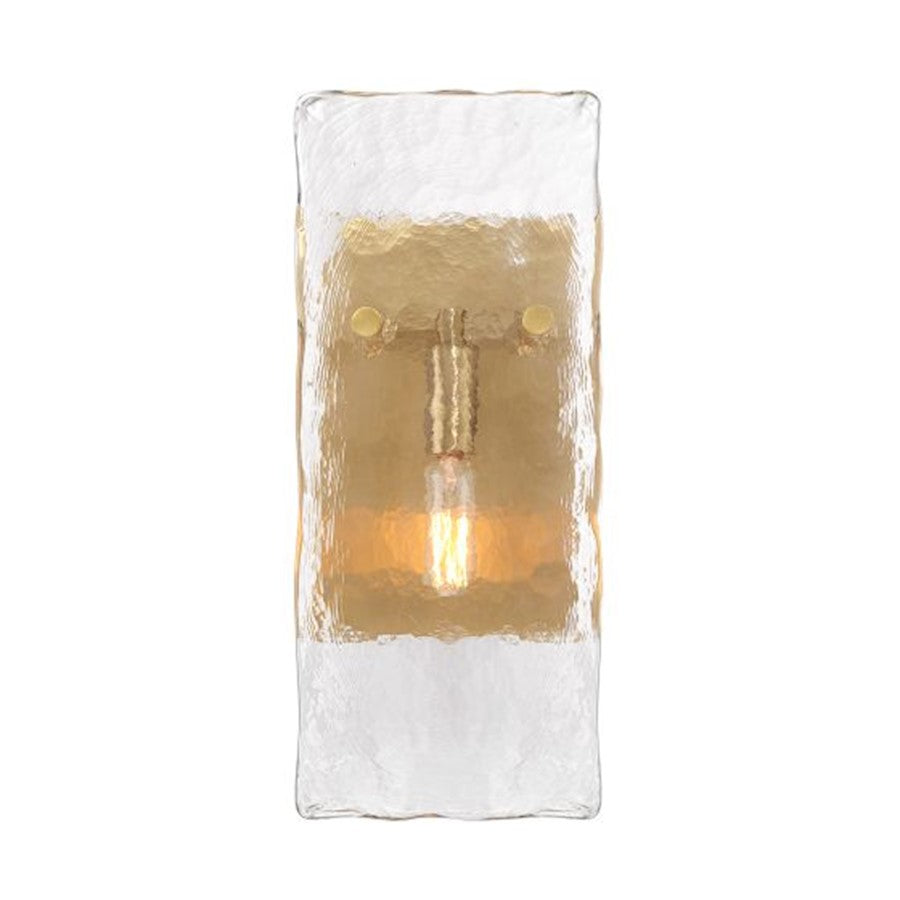 Genry 1 Light Sconce, Warm Brass/Handmade Water