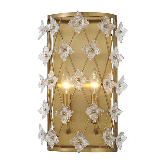Savoy House Bailey 2 Light Sconce, Warm Brass