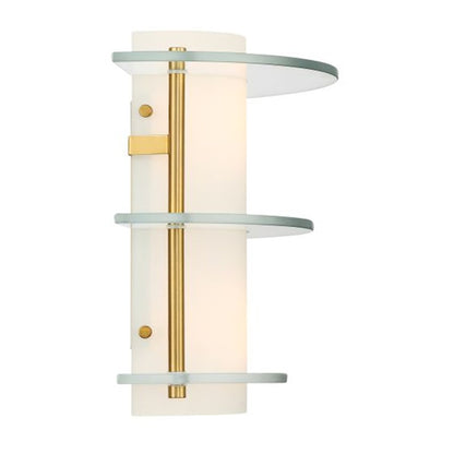 Newell 2 Light Sconce, Warm Brass/Clear/White Opal