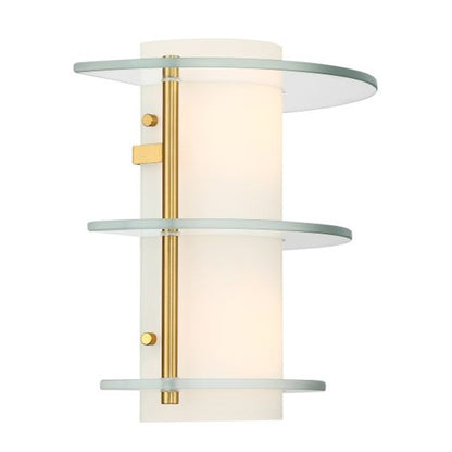 Newell 2 Light Sconce, Warm Brass/Clear/White Opal