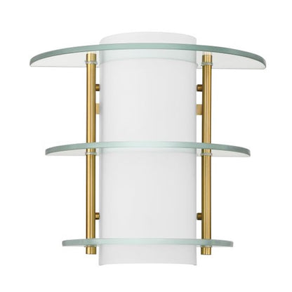 Newell 2 Light Sconce, Warm Brass/Clear/White Opal