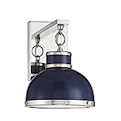 Corning 1 Light Wall Sconce, Navy/ Nickel