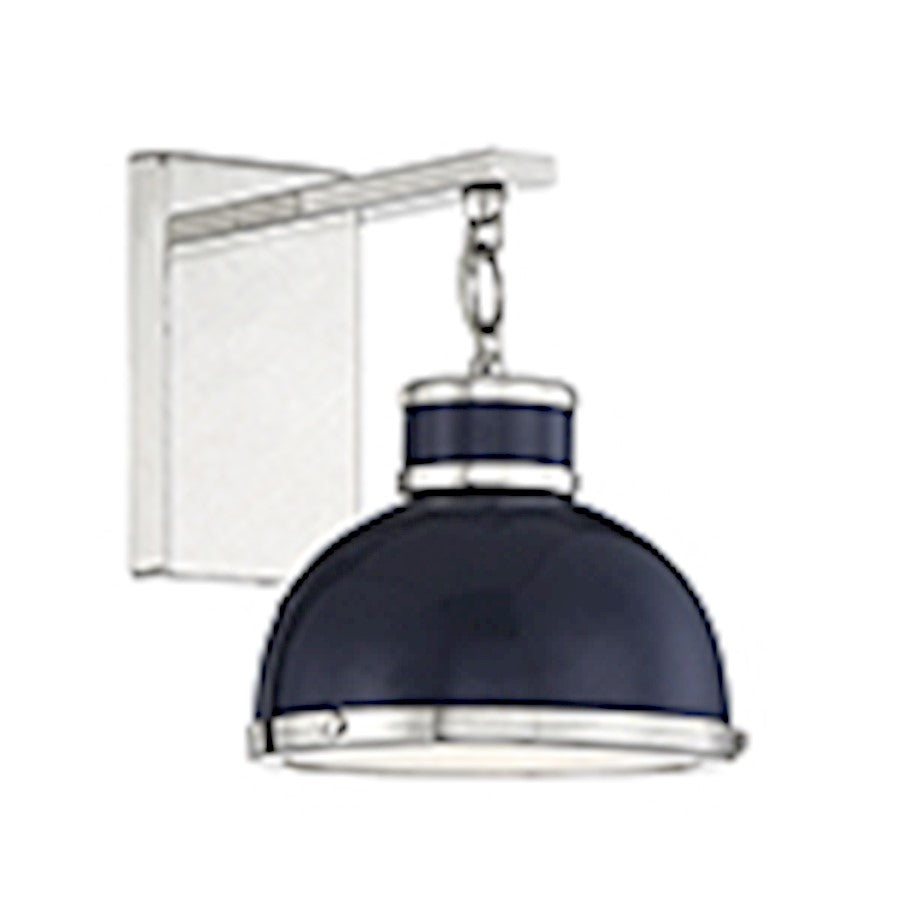 Corning 1 Light Wall Sconce, Navy/ Nickel