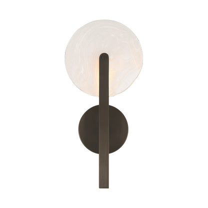 Savoy House Ainslie 1-Light LED Wall Sconce | Modern Mediterranean Bronze Metal and Strie Glass | Bathroom, Hallway & Bedroom Accent | Model 9-9308-1-15
