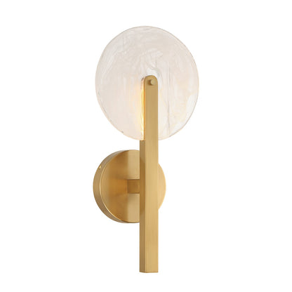 Savoy House Ainslie 1-Light LED Wall Sconce | Modern Warm Brass Metal and Strie Glass | Bathroom, Hallway & Bedroom Accent | 16.5 in | Model 9-9308-1-322