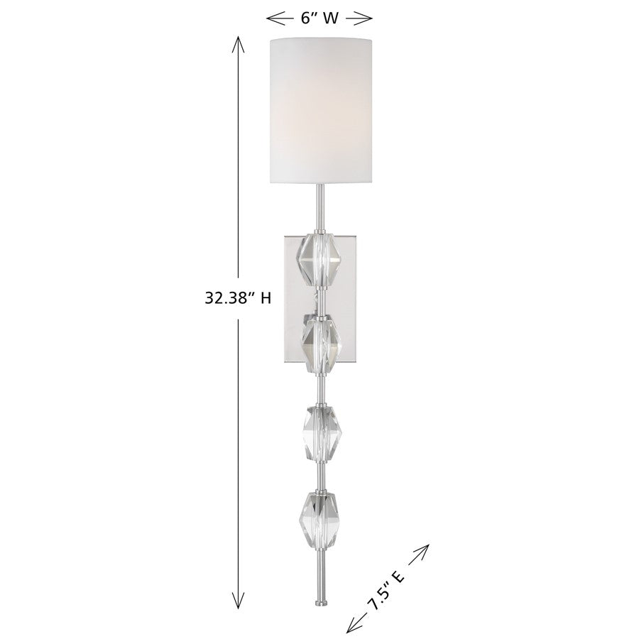 Savoy House Sebring 1 Lt Sconce, Polished Nickel
