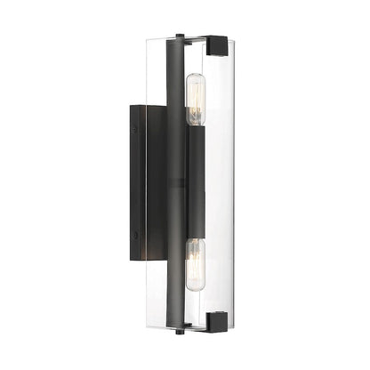 Winfield 2 Light Wall Sconce, Matte Black/Clear