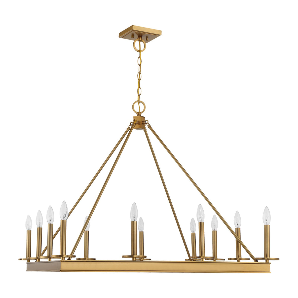 Savoy House Boylston 35in 12-Light Chandelier | Mid-Century Modern Warm Brass | Dining Room & Foyer | 35 x 35 x 29 in | Model L1-2101-12-322