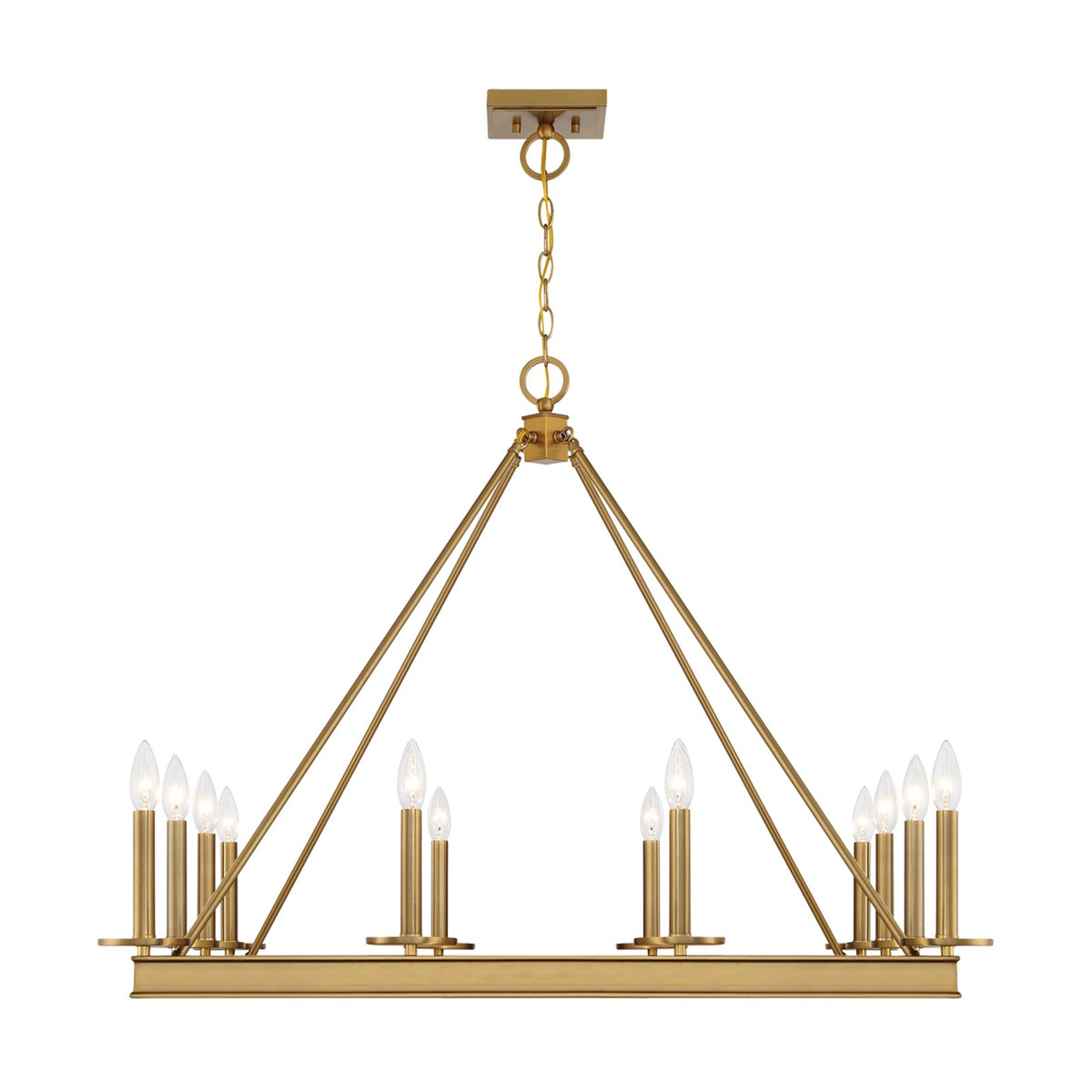 Savoy House Boylston 35in 12-Light Chandelier | Mid-Century Modern Warm Brass | Dining Room & Foyer | 35 x 35 x 29 in | Model L1-2101-12-322