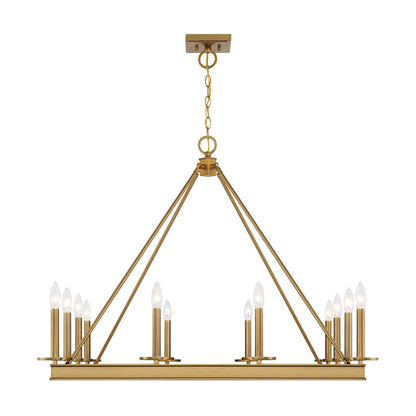 Savoy House Boylston 35in 12-Light Chandelier | Mid-Century Modern Warm Brass | Dining Room & Foyer | 35 x 35 x 29 in | Model L1-2101-12-322