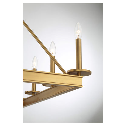 Savoy House Boylston 35in 12-Light Chandelier | Mid-Century Modern Warm Brass | Dining Room & Foyer | 35 x 35 x 29 in | Model L1-2101-12-322