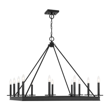Savoy House Boylston 35in 12-Light Chandelier | Mid-Century Modern Matte Black | Dining Room & Foyer | 35 x 35 x 29 in | Model L1-2101-12-89