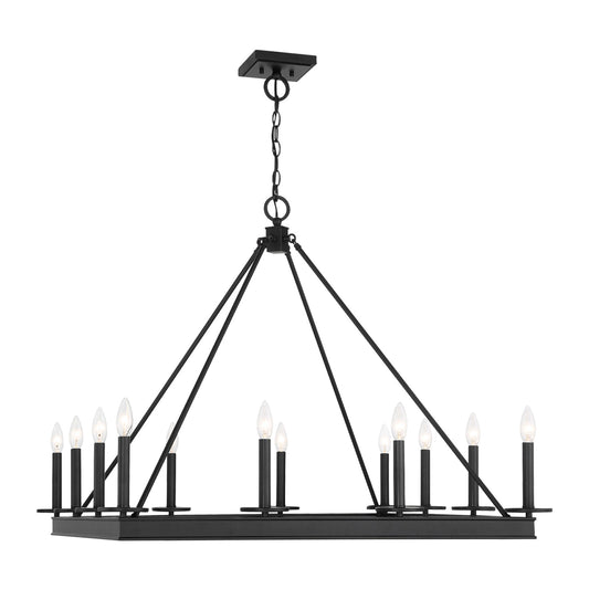 Savoy House Boylston 35in 12-Light Chandelier | Mid-Century Modern Matte Black | Dining Room & Foyer | 35 x 35 x 29 in | Model L1-2101-12-89