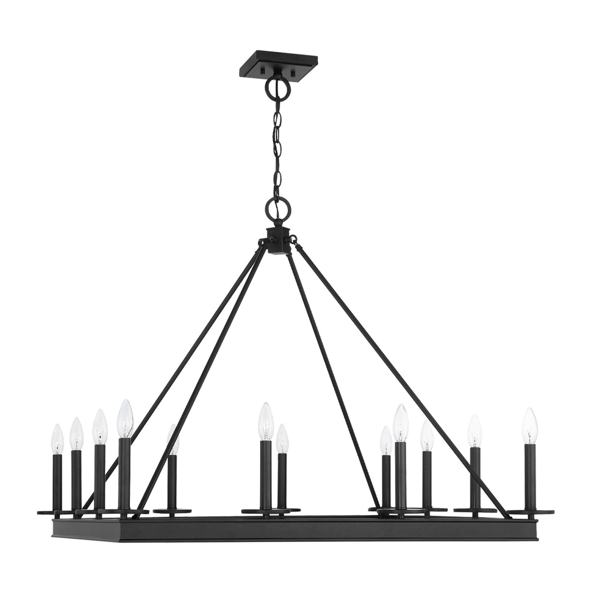 Savoy House Boylston 35in 12-Light Chandelier | Mid-Century Modern Matte Black | Dining Room & Foyer | 35 x 35 x 29 in | Model L1-2101-12-89