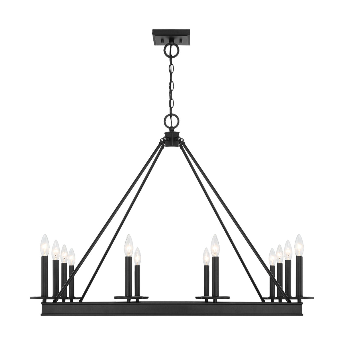 Savoy House Boylston 35in 12-Light Chandelier | Mid-Century Modern Matte Black | Dining Room & Foyer | 35 x 35 x 29 in | Model L1-2101-12-89