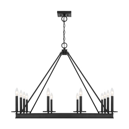 Savoy House Boylston 35in 12-Light Chandelier | Mid-Century Modern Matte Black | Dining Room & Foyer | 35 x 35 x 29 in | Model L1-2101-12-89