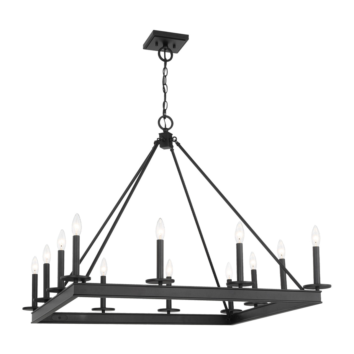 Savoy House Boylston 35in 12-Light Chandelier | Mid-Century Modern Matte Black | Dining Room & Foyer | 35 x 35 x 29 in | Model L1-2101-12-89