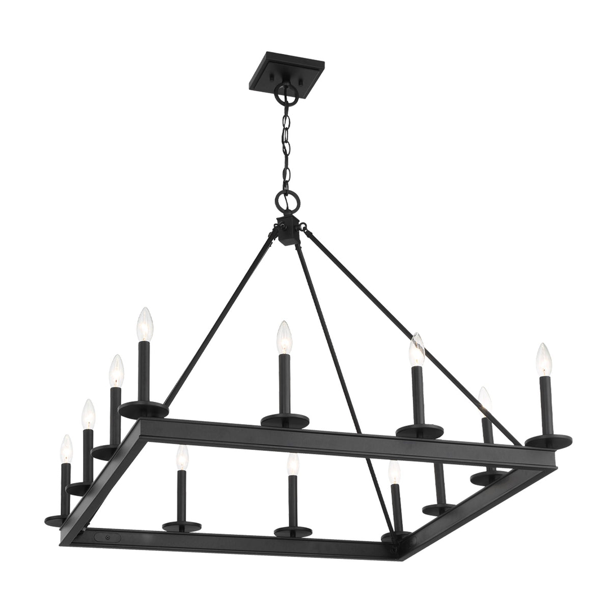 Savoy House Boylston 35in 12-Light Chandelier | Mid-Century Modern Matte Black | Dining Room & Foyer | 35 x 35 x 29 in | Model L1-2101-12-89