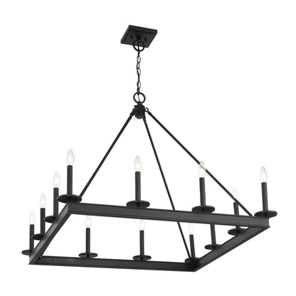 Savoy House Boylston 35in 12-Light Chandelier | Mid-Century Modern Matte Black | Dining Room & Foyer | 35 x 35 x 29 in | Model L1-2101-12-89