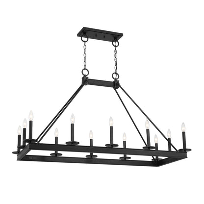 Savoy House Boylston 47in 12-Light Linear Chandelier | Mid-Century Modern Matte Black | Kitchen Island & Dining Room | Model L1-2102-12-89