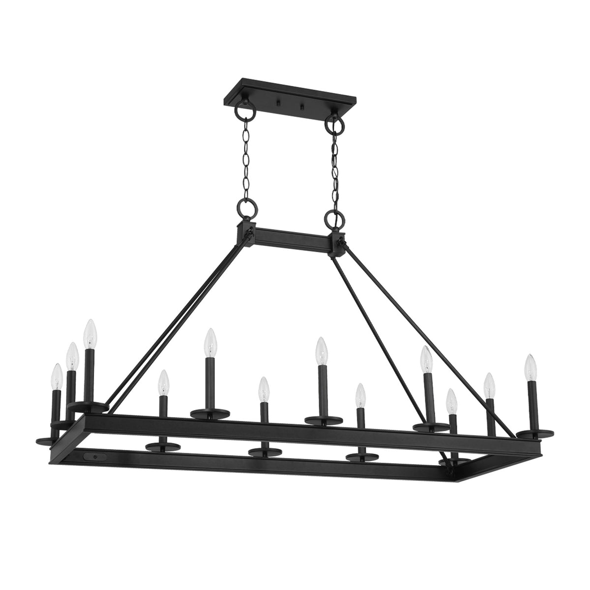 Savoy House Boylston 47in 12-Light Linear Chandelier | Mid-Century Modern Matte Black | Kitchen Island & Dining Room | Model L1-2102-12-89