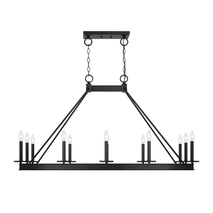 Savoy House Boylston 47in 12-Light Linear Chandelier | Mid-Century Modern Matte Black | Kitchen Island & Dining Room | Model L1-2102-12-89