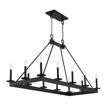Savoy House Boylston 47in 12-Light Linear Chandelier | Mid-Century Modern Matte Black | Kitchen Island & Dining Room | Model L1-2102-12-89