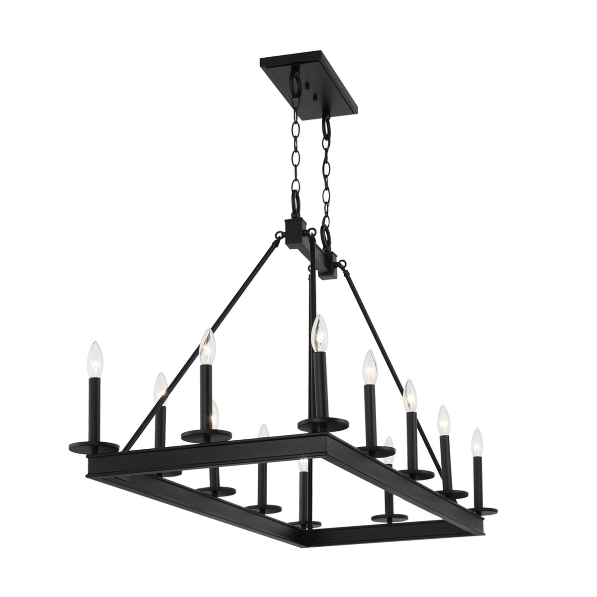 Savoy House Boylston 47in 12-Light Linear Chandelier | Mid-Century Modern Matte Black | Kitchen Island & Dining Room | Model L1-2102-12-89