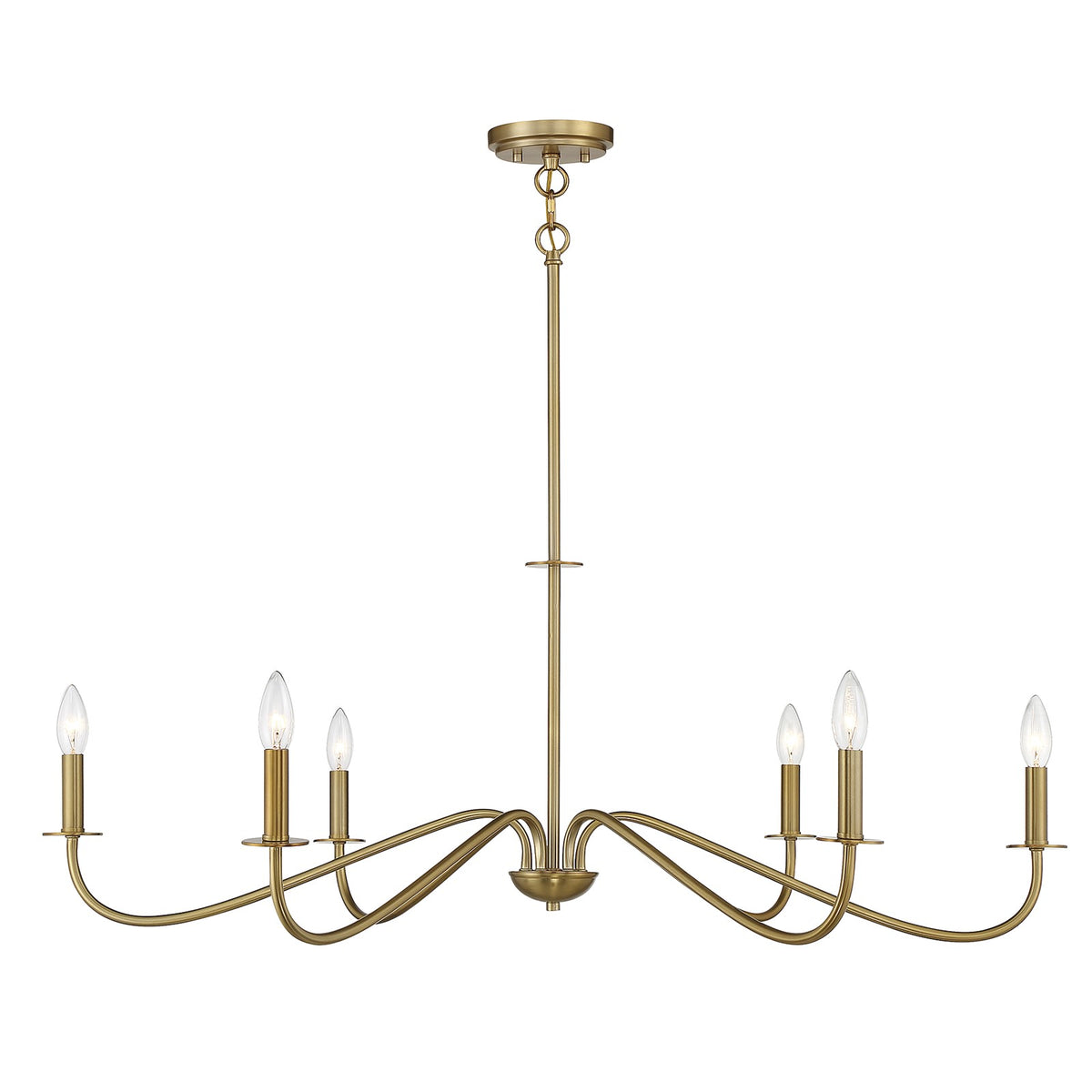 Savoy House Jasmine 42in 6-Light Chandelier | Transitional Warm Brass Metal | Dining Room & Foyer | 42 x 42 x 14 in, Rod Hung | Model L1-2220-6-322