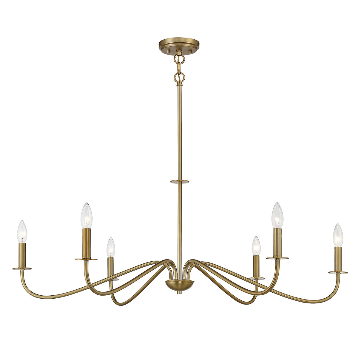 Savoy House Jasmine 42in 6-Light Chandelier | Transitional Warm Brass Metal | Dining Room & Foyer | 42 x 42 x 14 in, Rod Hung | Model L1-2220-6-322