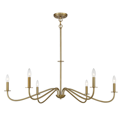Savoy House Jasmine 42in 6-Light Chandelier | Transitional Warm Brass Metal | Dining Room & Foyer | 42 x 42 x 14 in, Rod Hung | Model L1-2220-6-322