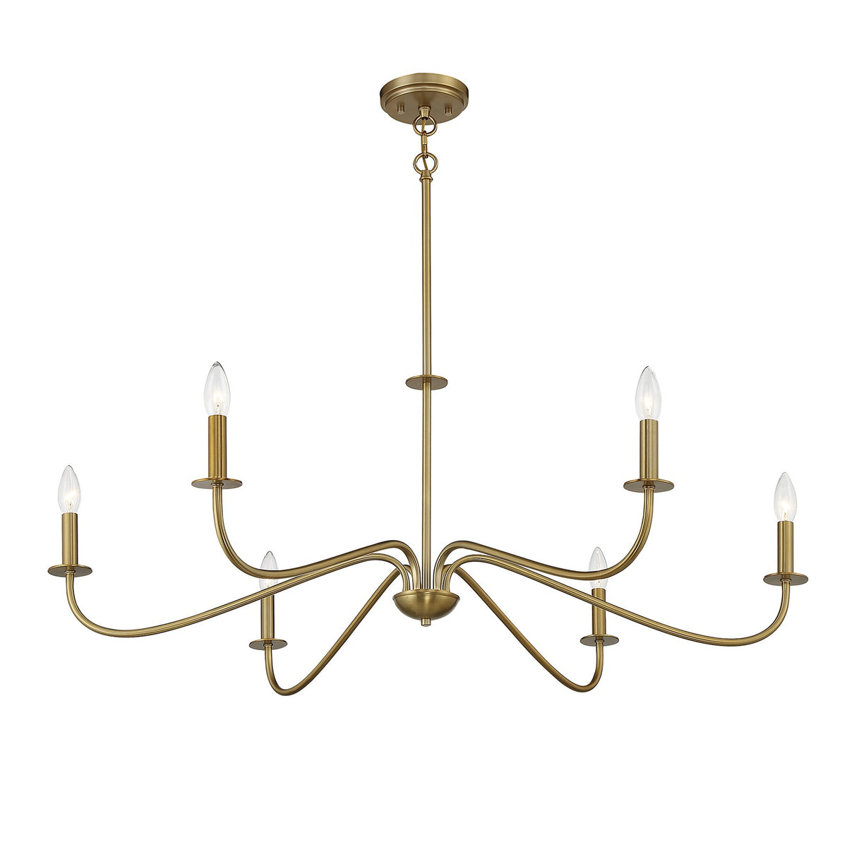 Savoy House Jasmine 42in 6-Light Chandelier | Transitional Warm Brass Metal | Dining Room & Foyer | 42 x 42 x 14 in, Rod Hung | Model L1-2220-6-322