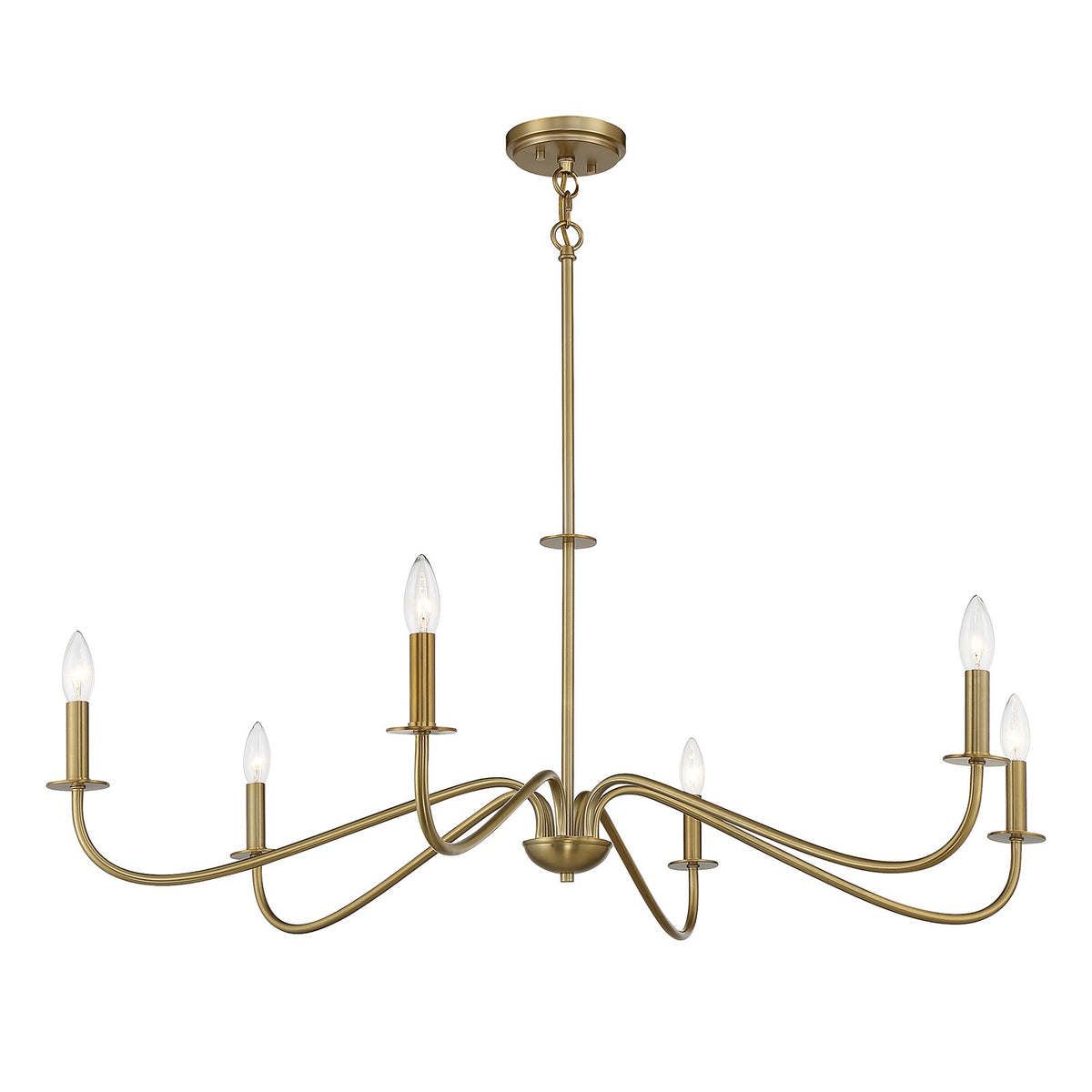 Savoy House Jasmine 42in 6-Light Chandelier | Transitional Warm Brass Metal | Dining Room & Foyer | 42 x 42 x 14 in, Rod Hung | Model L1-2220-6-322