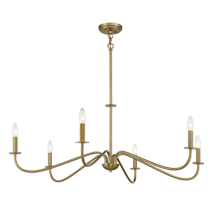 Savoy House Jasmine 42in 6-Light Chandelier | Transitional Warm Brass Metal | Dining Room & Foyer | 42 x 42 x 14 in, Rod Hung | Model L1-2220-6-322